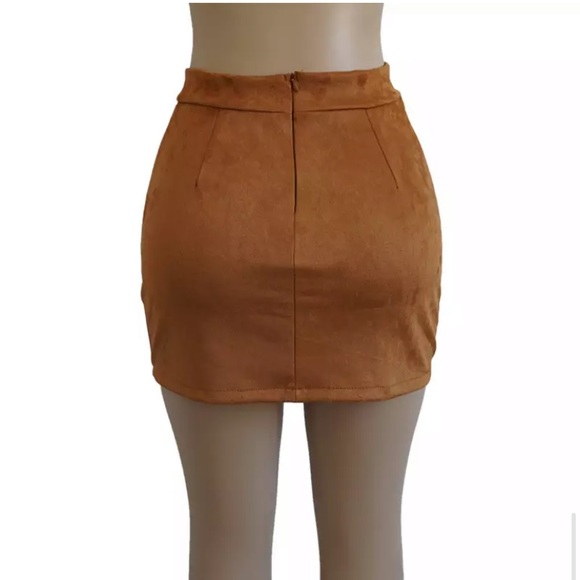 Hana ♡ Coffee Brown Suede Lace Up Skirt - Picture 4 of 5